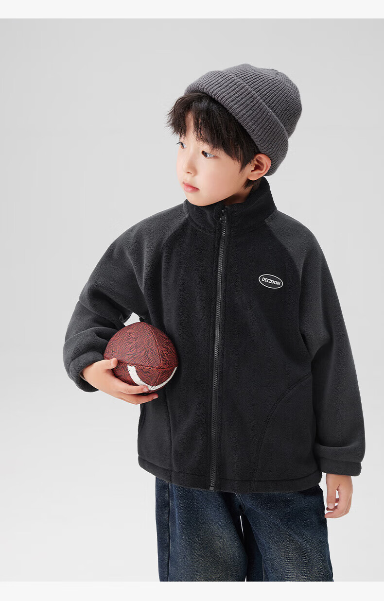 Zuo Xi Boys' Kids' Jacket Autumn 2025 New Double-Sided Fleece Warm Winter Coat Black 130 17